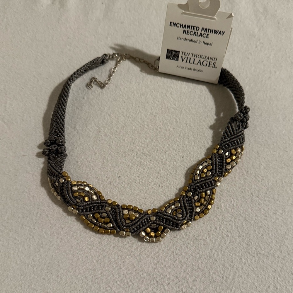BRAND NEW!! Ten Thousand Villages Gray Braided Necklace